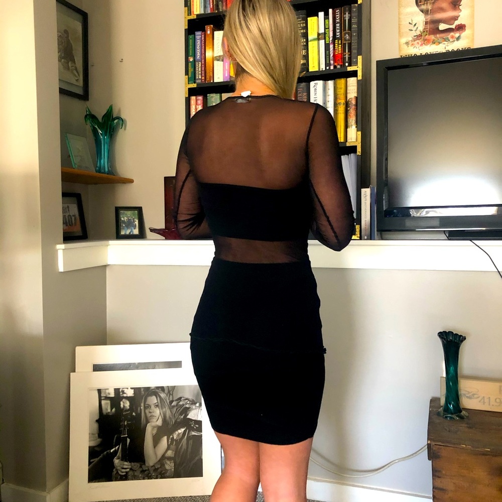 Sheer Black stretch shirt. Glam it up!